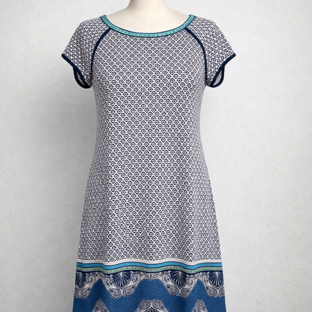 Max Studio Blue Geometric Print Stretch Dress XL